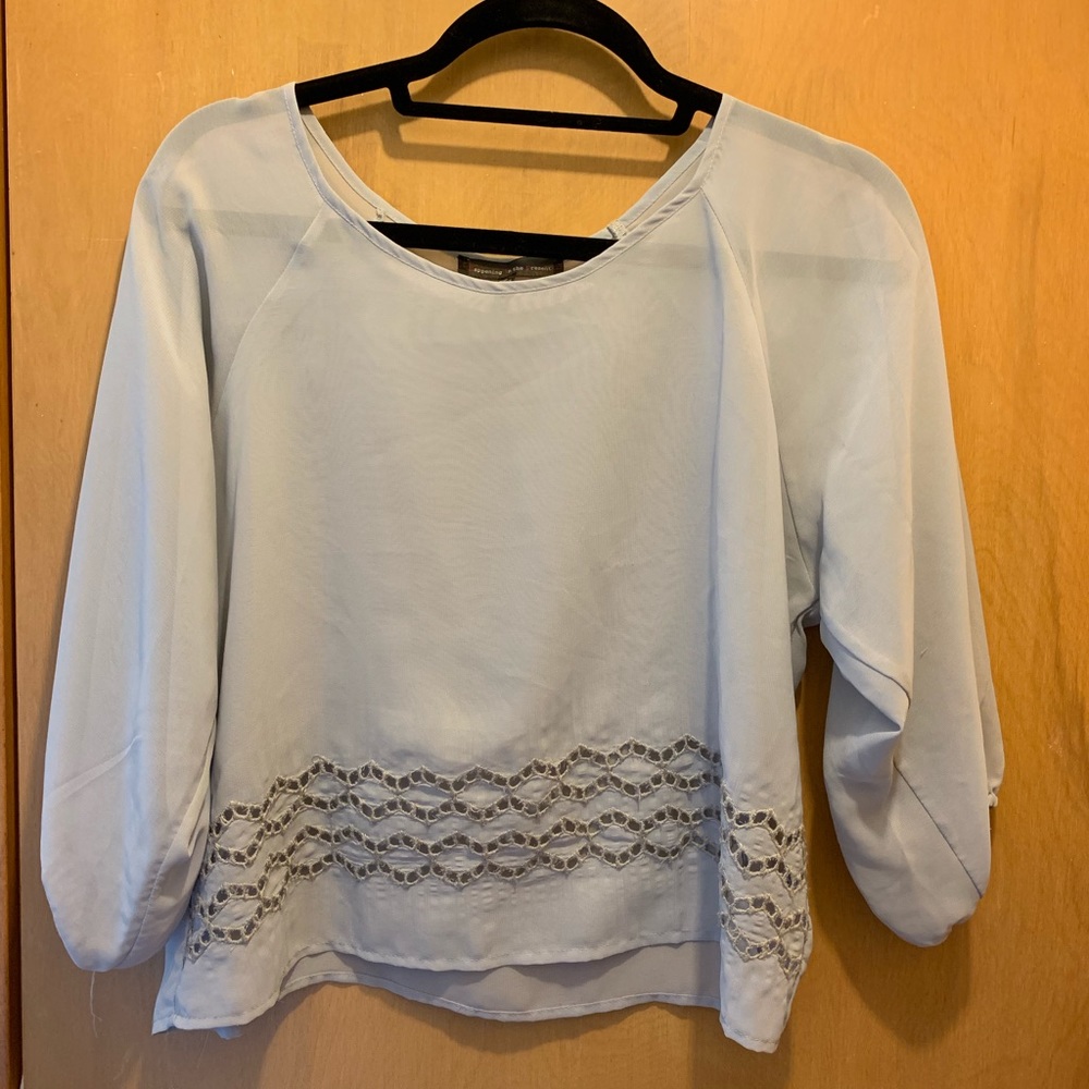 Sheer Peasant-Sleeve Top